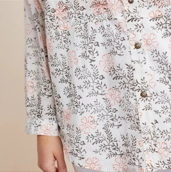 ANTHROPOLOGIE Enchanted Floral Button Down Top Cotton Embroidered Plus Size 2X - Picture 9 of 16